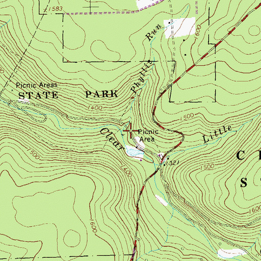 Topographic Map of Phyllis Run, PA