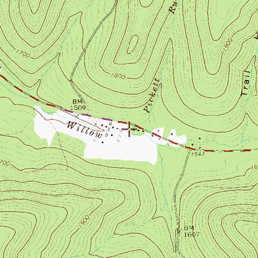 Topographic Map of Pickett Run, PA