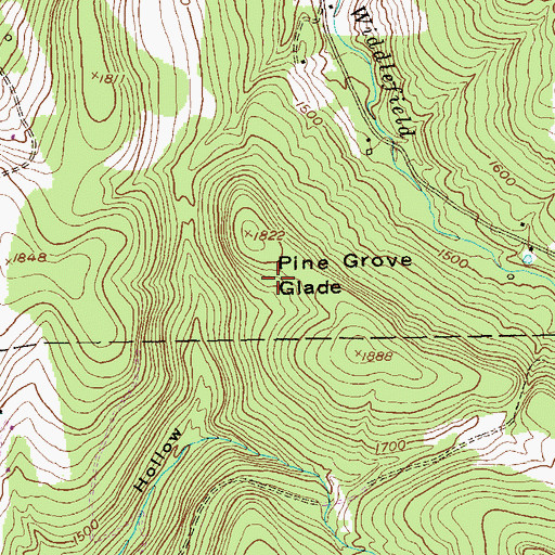 Topographic Map of Pine Grove Glade, PA