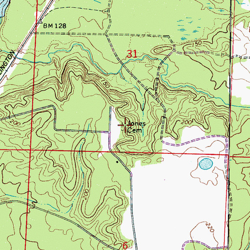 Topographic Map of Jones Cemetery, AL