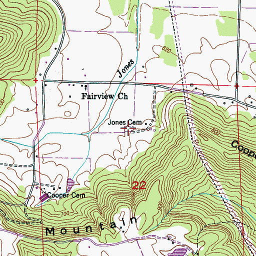 Topographic Map of Jones Cemetery, AL