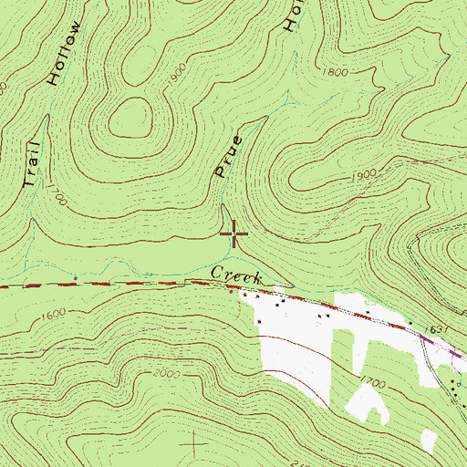 Topographic Map of Prue Hollow, PA
