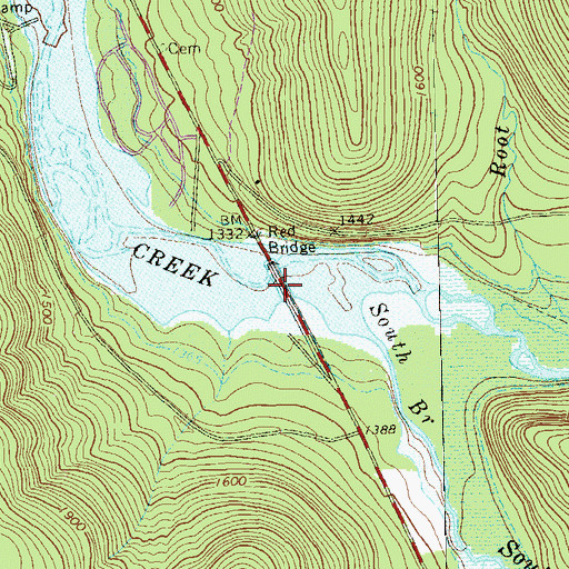 Topographic Map of Red Bridge, PA