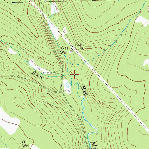 Topographic Map of Red Mill Run, PA