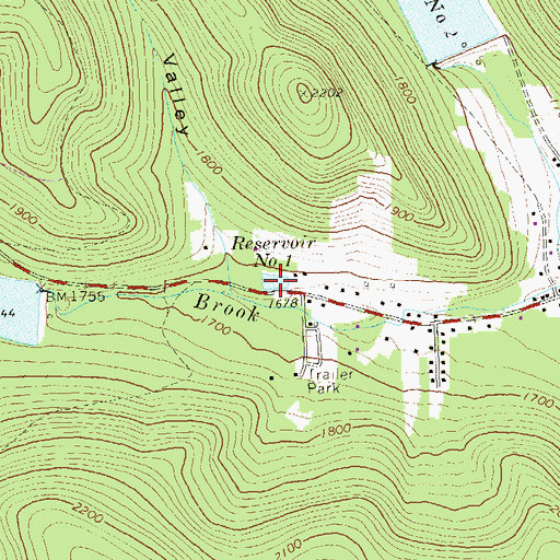 Topographic Map of Number One Reservoir, PA