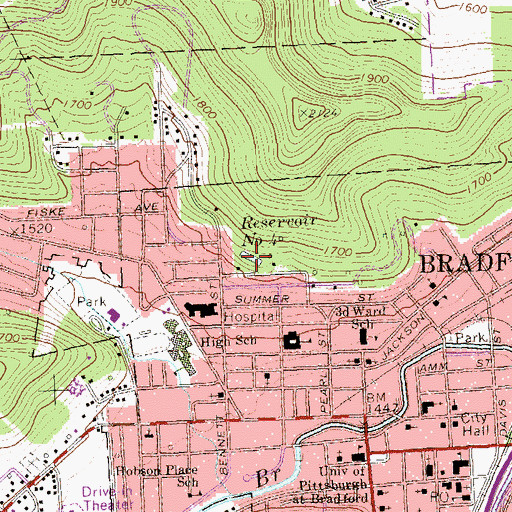 Topographic Map of Number Four Reservoir, PA