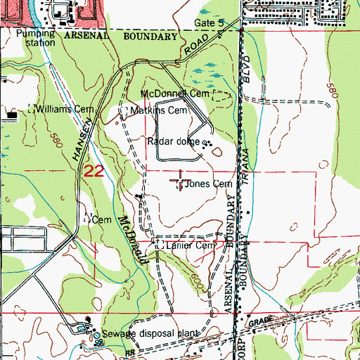 Topographic Map of Jones Cemetery, AL