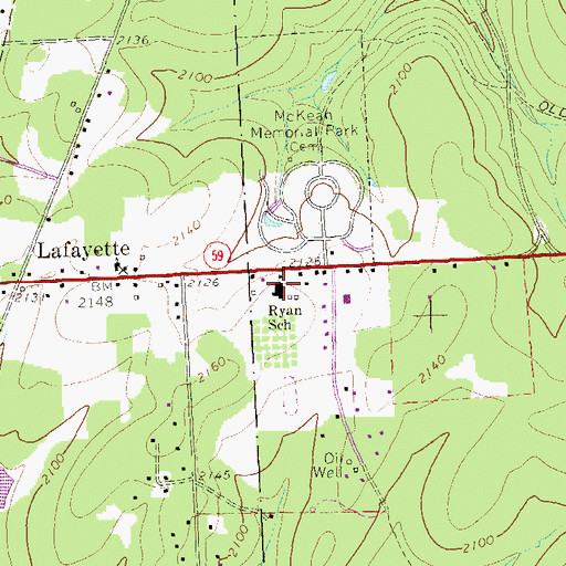 Topographic Map of Ryan School, PA
