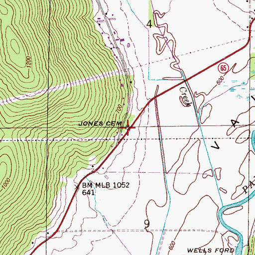 Topographic Map of Jones Cemetery, AL