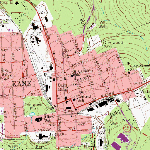 Topographic Map of Saint Callistus School, PA
