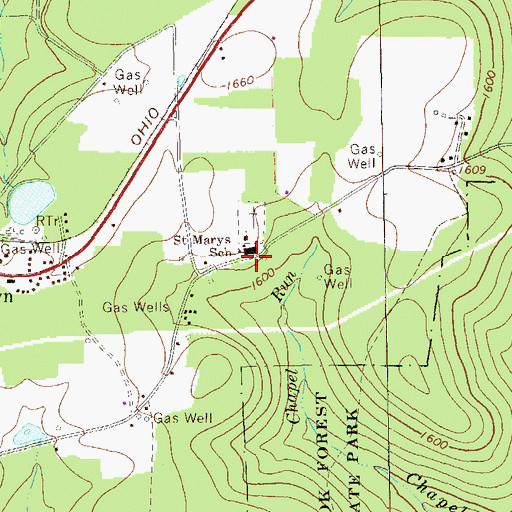 Topographic Map of Saint Marys School, PA