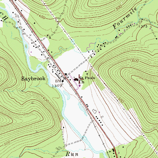 Topographic Map of Saint Pauls Church, PA