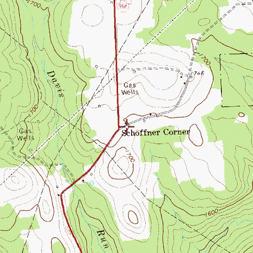 Topographic Map of Schoffner Corner, PA