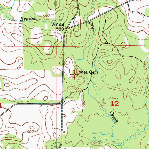 Topographic Map of Jones Cemetery, AL
