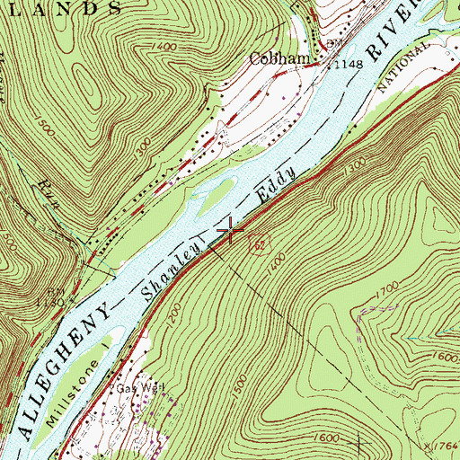 Topographic Map of Shanley Eddy, PA