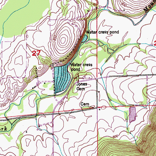 Topographic Map of Jones Cemetery, AL