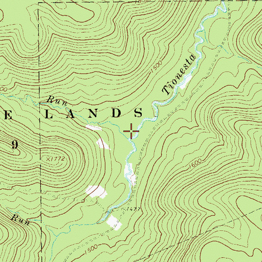 Topographic Map of Shaw Run, PA
