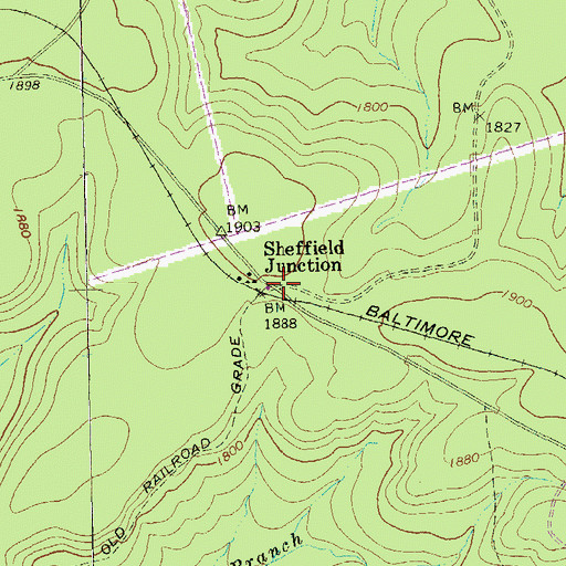 Topographic Map of Sheffield Junction, PA