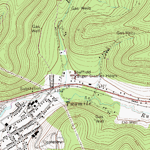 Topographic Map of Shelander Hollow, PA