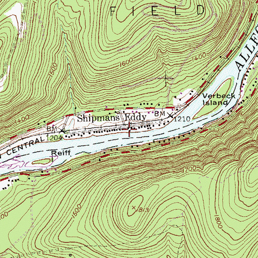 Topographic Map of Shipmans Eddy, PA
