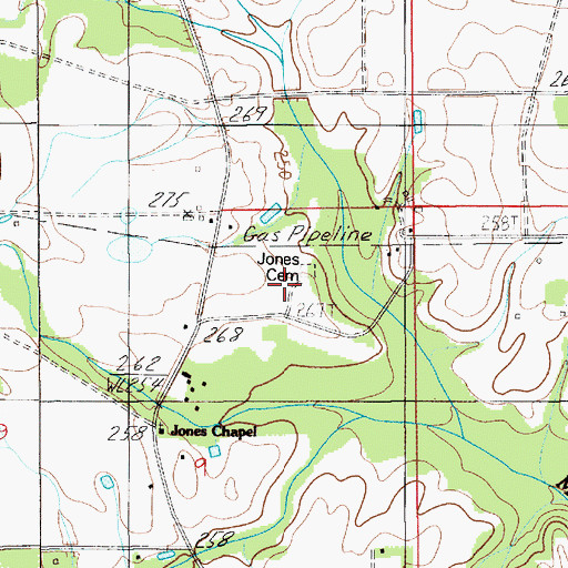 Topographic Map of Jones Cemetery, AL