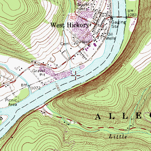 Topographic Map of Siggins Run, PA