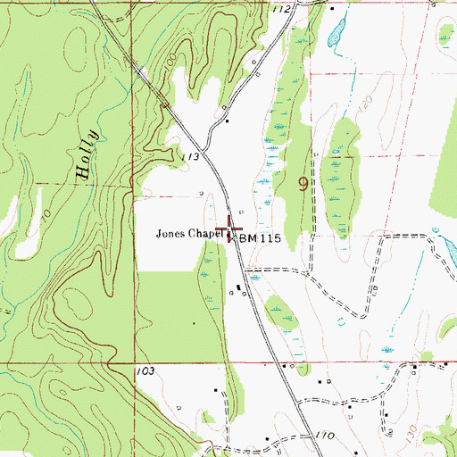Topographic Map of Jones Chapel, AL