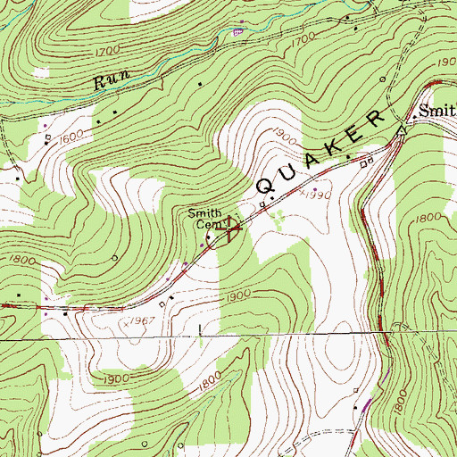 Topographic Map of Smith Cemetery, PA