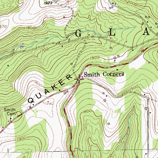 Topographic Map of Smith Corners, PA