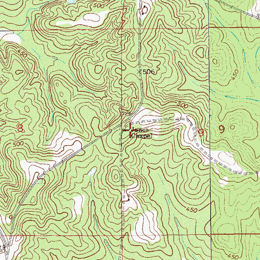Topographic Map of Jones Chapel, AL