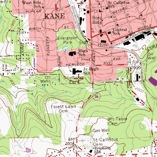 Topographic Map of Southover Park, PA