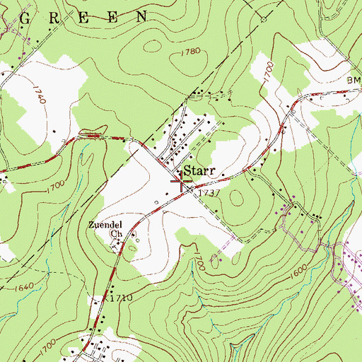 Topographic Map of Starr, PA