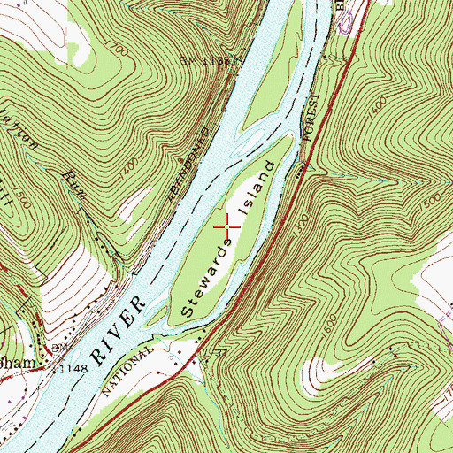 Topographic Map of Stewards Island, PA