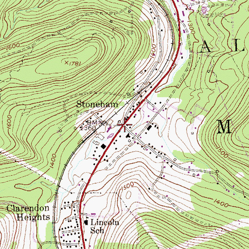 Topographic Map of Stoneham, PA