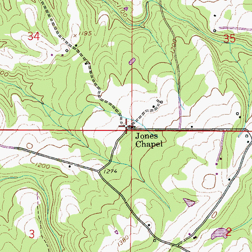 Topographic Map of Jones Chapel Missionary Baptist Church, AL