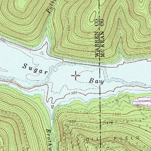 Topographic Map of Sugar Bay, PA