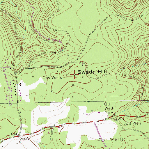 Topographic Map of Swede Hill, PA
