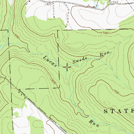 Topographic Map of Swede Run, PA