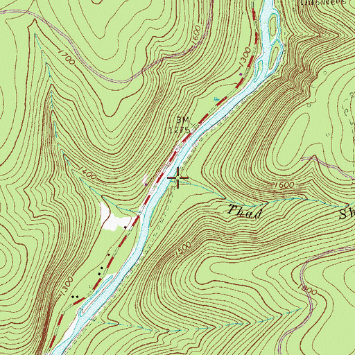 Topographic Map of Thad Shanty Run, PA