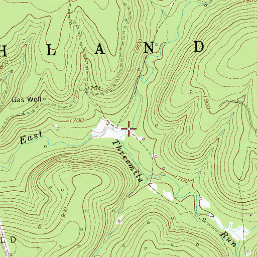 Topographic Map of Threemile Run, PA