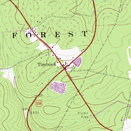 Topographic Map of Timbuck, PA