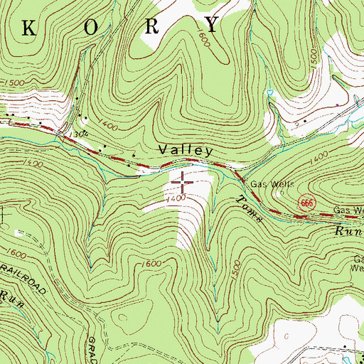 Topographic Map of Toms Run, PA