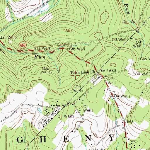 Topographic Map of Town Line Church, PA