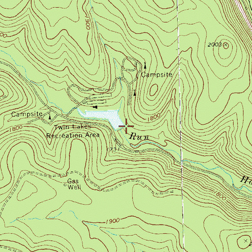 Topographic Map of Twin Lakes Recreation Area, PA