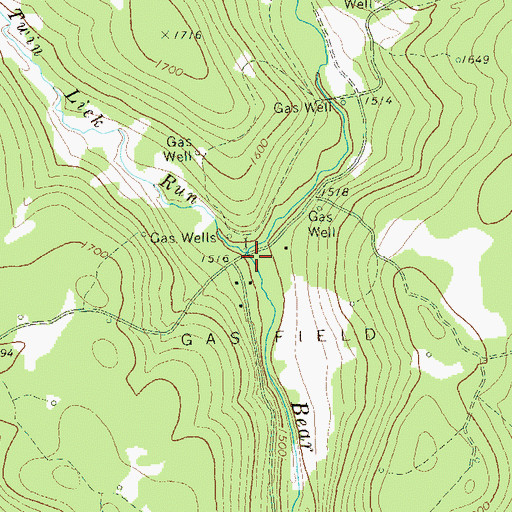 Topographic Map of Twin Lick Run, PA