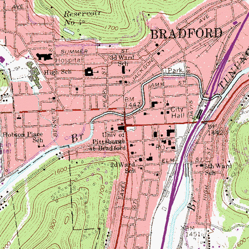 Topographic Map of Emery Towers School, PA