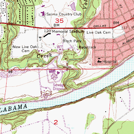 Topographic Map of Jones Creek, AL