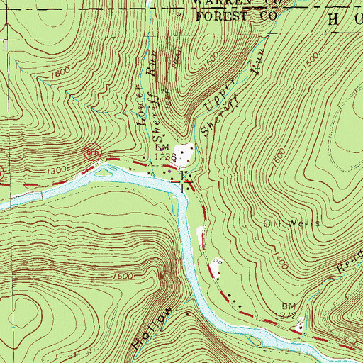 Topographic Map of Upper Sheriff Run, PA