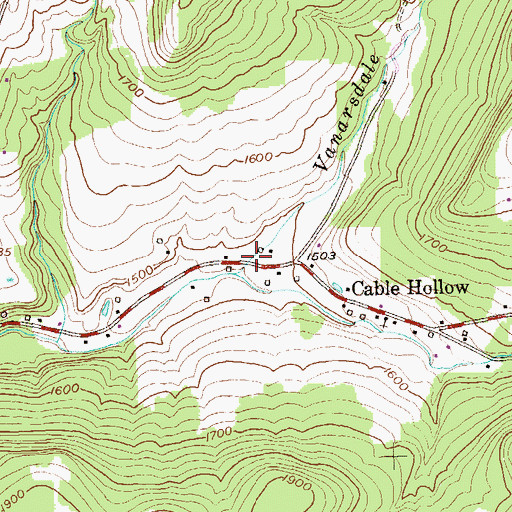 Topographic Map of Vanarsdale Run, PA