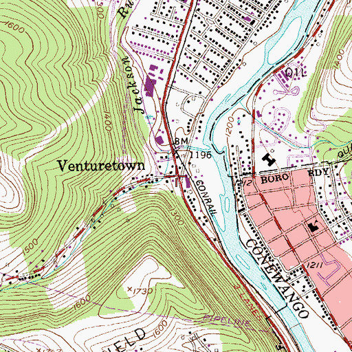 Topographic Map of Venturetown, PA